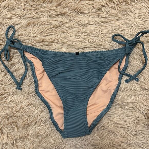 J Crew green blue turquoise ribbed L string bikini bottom size L new - Picture 1 of 6